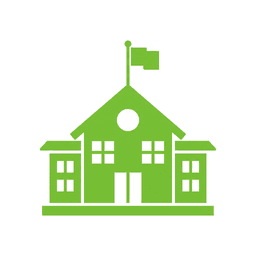 Decorative green school building illustration