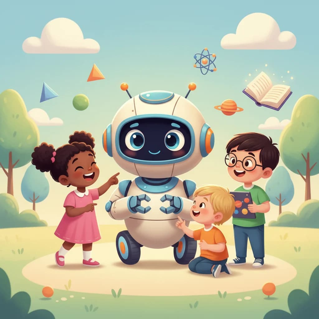 Children interacting with Askie AI chat on a tablet