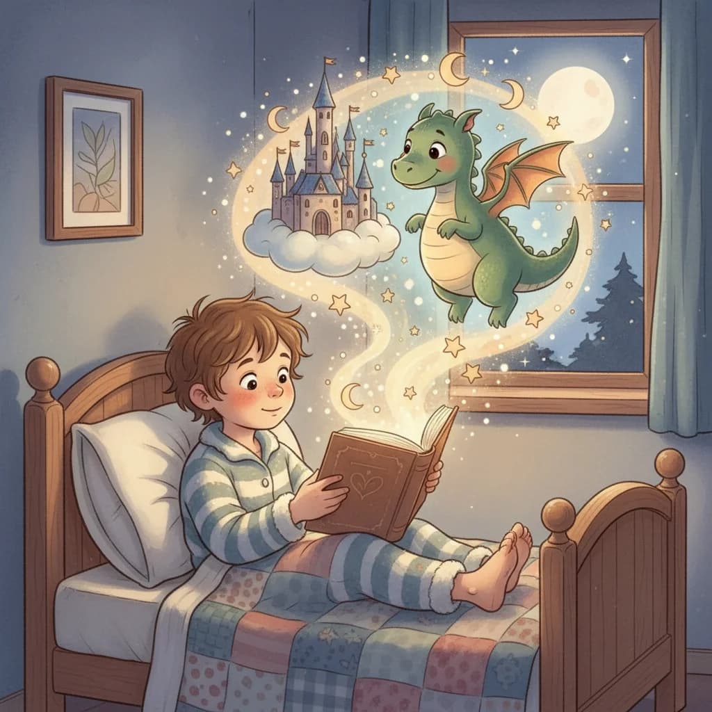 Child enjoying AI-generated bedtime stories with Askie